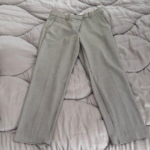 Ann Taylor Women's Houndstooth Straight Leg Pants - Black and White